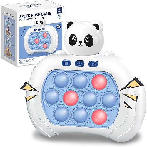 Handheld Game for Kids Fast Push Game Fidget Toys Quick Press Bubble Game Console Puzzle Game Light up Game Console Kids Toys for Ages 3-12 Gift for Boys Girls